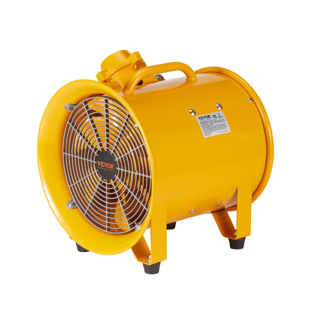 VEVOR Portable Ventilator, 10" Heavy Duty Cylinder Fan, 350W Strong Shop Exhaust Fan 1942CFM, 9.8ft Power Cord (No charging head), Industrial Utility Blower for Sucking Dust, Smoke Home/Workplace 