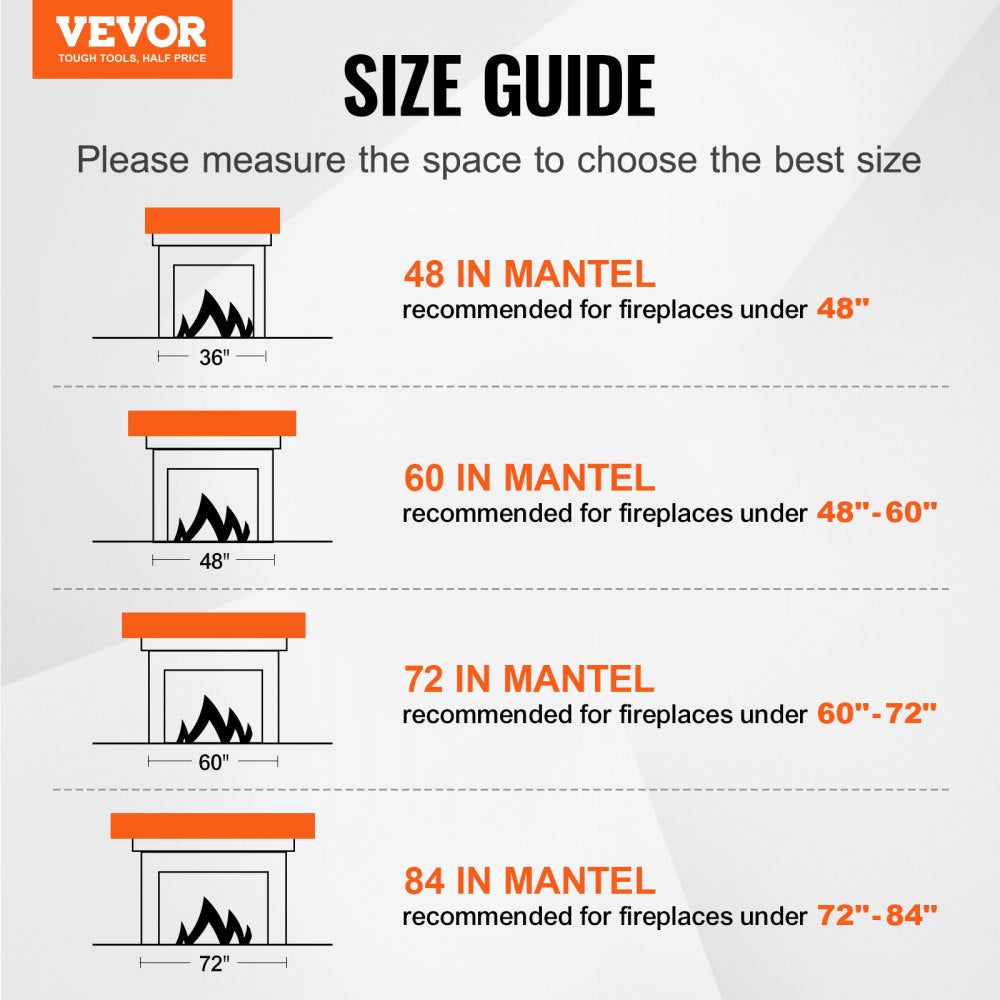 VEVOR Fireplace Mantel Wood Shelf Floating Rustic Fireplace Mantel 48" Brown 