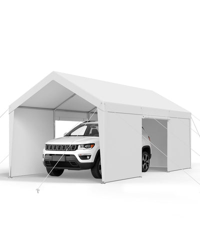 VEVOR Carport Car Canopy 12x20FT Heavy Duty Car Shelter with Sidewalls Grey 