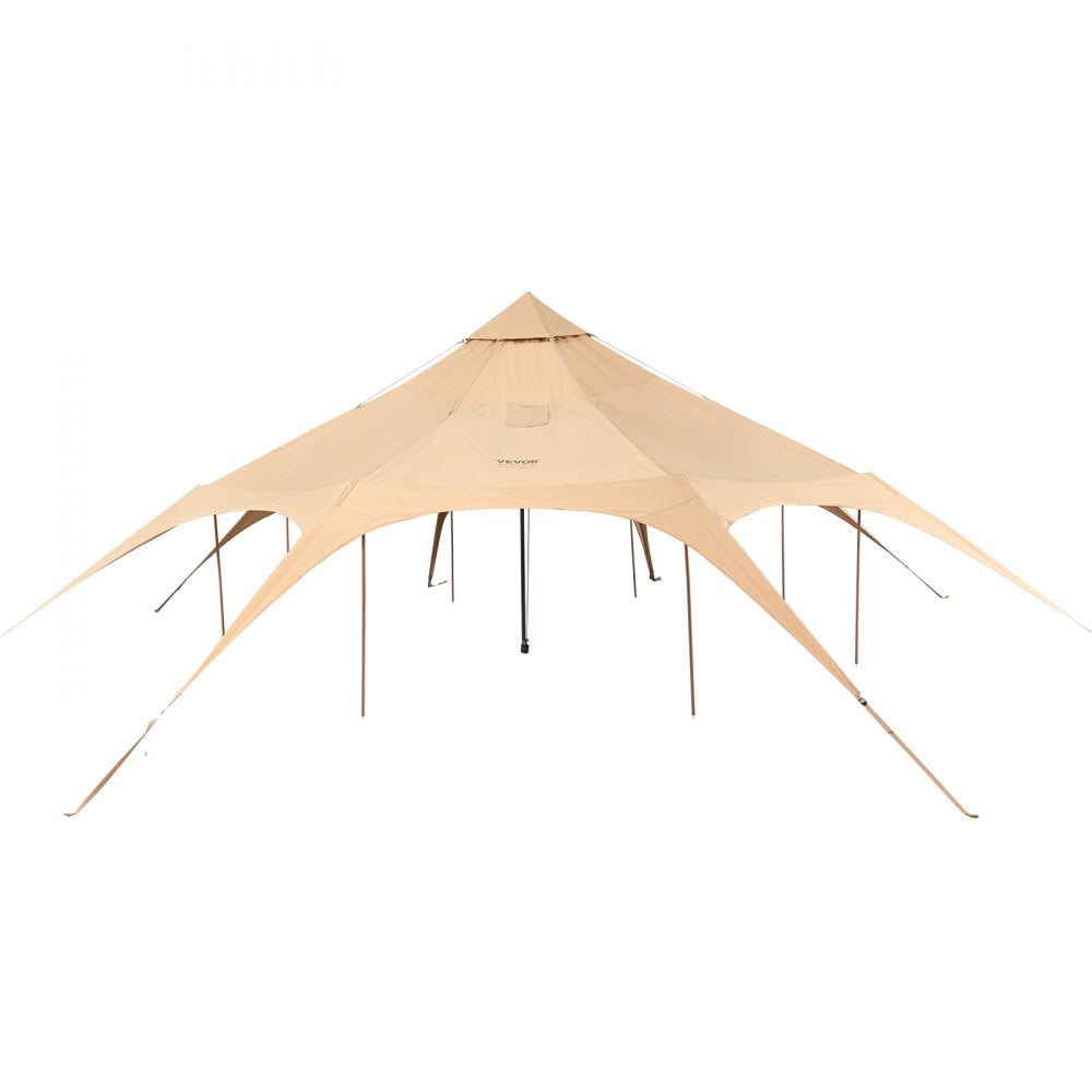 VEVOR Canvas Tent, 4 Seasons 5 m/16.4 ft Bell Tent, Canvas Tent for Camping with Stove Jack, Breathable Yurt Tent for up to 8 People, Family Camping Outdoor Hunting Party 