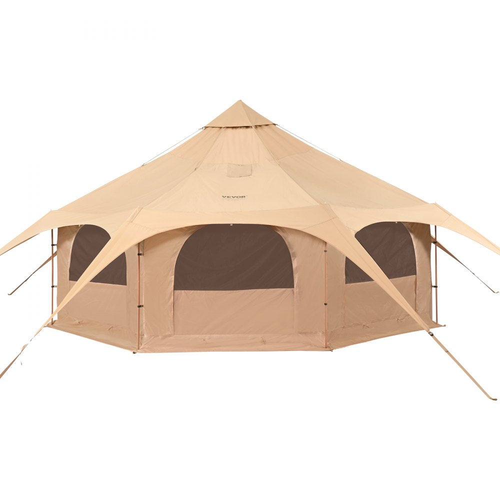 VEVOR Canvas Tent, 4 Seasons 5 m/16.4 ft Bell Tent, Canvas Tent for Camping with Stove Jack, Breathable Yurt Tent for up to 8 People, Family Camping Outdoor Hunting Party 