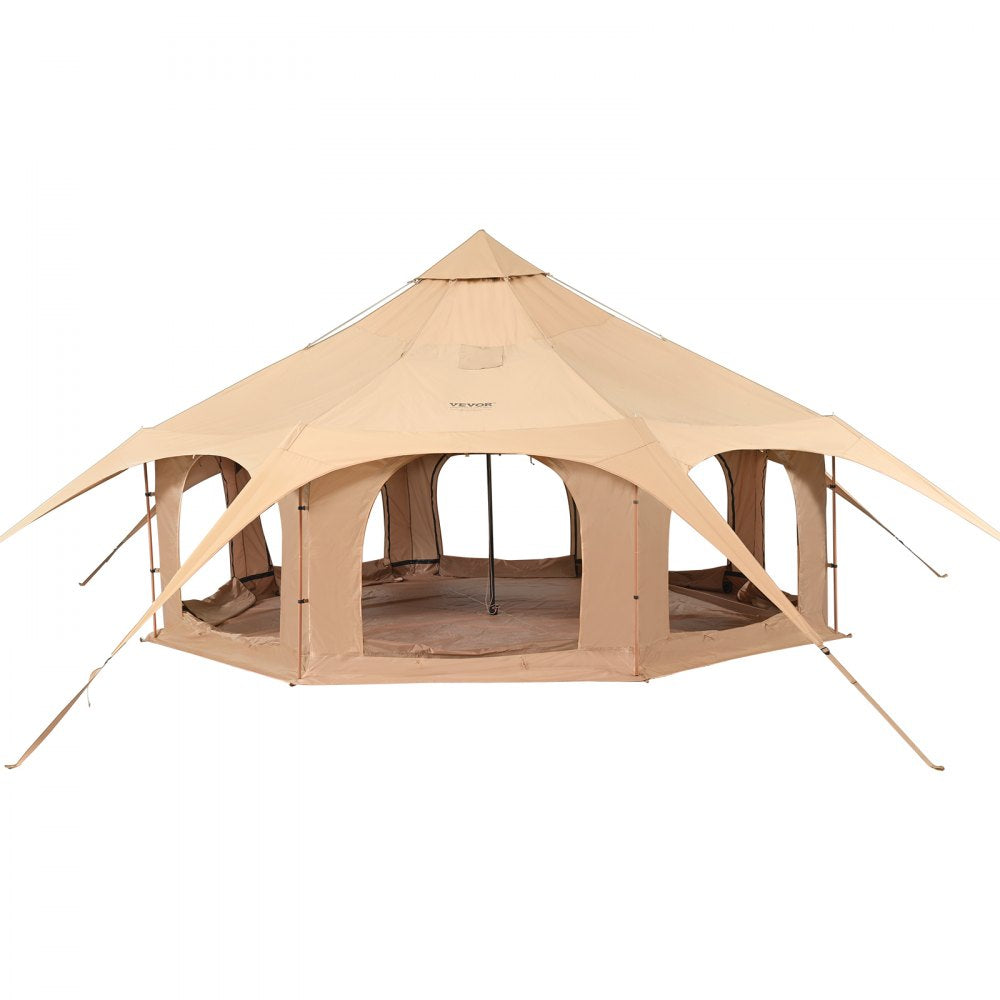 VEVOR Canvas Tent, 4 Seasons 5 m/16.4 ft Bell Tent, Canvas Tent for Camping with Stove Jack, Breathable Yurt Tent for up to 8 People, Family Camping Outdoor Hunting Party 