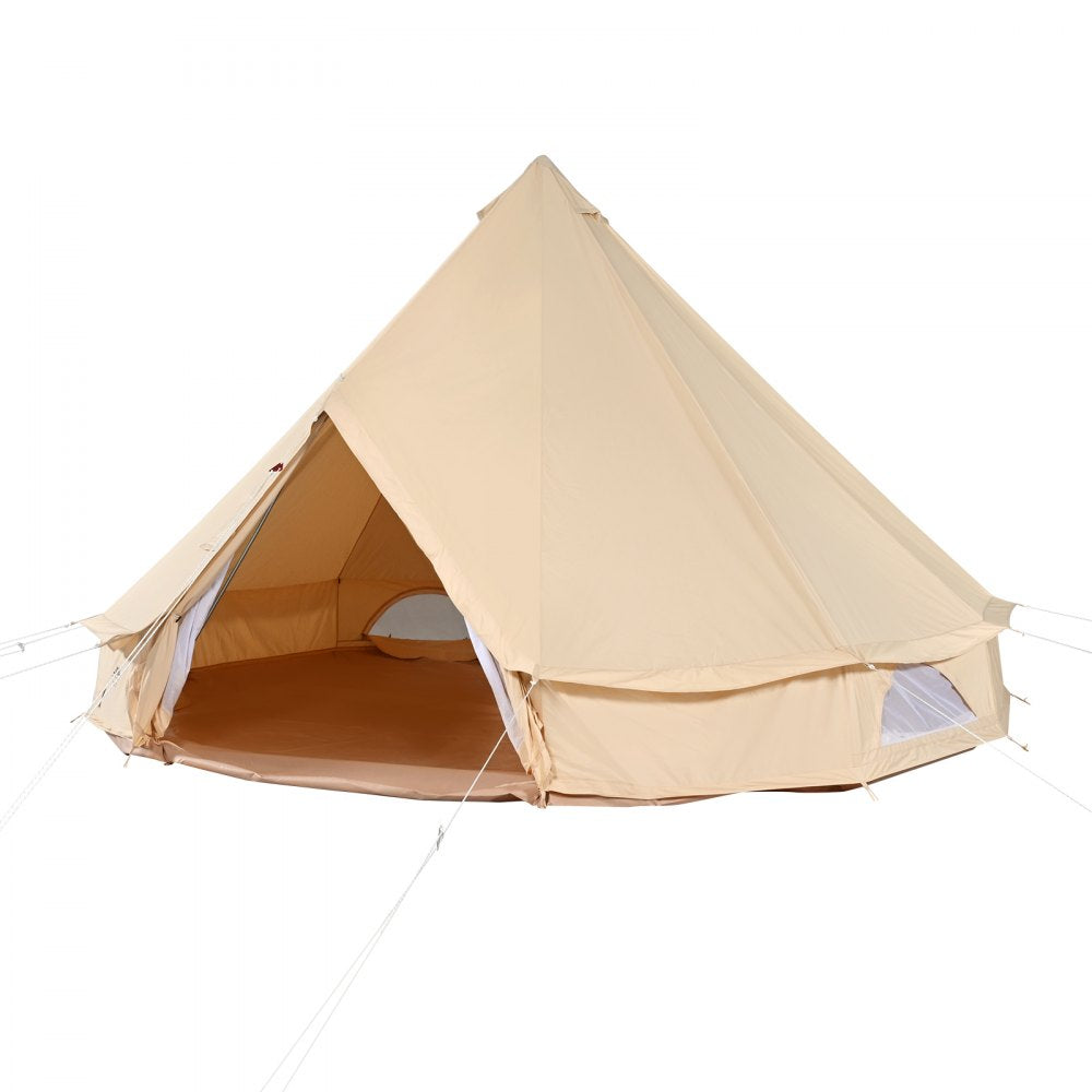 VEVOR Canvas Bell Tent, 4 Seasons 6 m/19.68 ft Yurt Tent, Canvas Tent for Camping with Stove Jack, Breathable Tent Holds up to 10 People, Family Camping Outdoor Hunting Party 