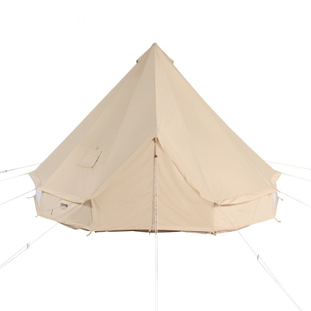 VEVOR Canvas Bell Tent, 4 Seasons 6 m/19.68 ft Yurt Tent, Canvas Tent for Camping with Stove Jack, Breathable Tent Holds up to 10 People, Family Camping Outdoor Hunting Party 