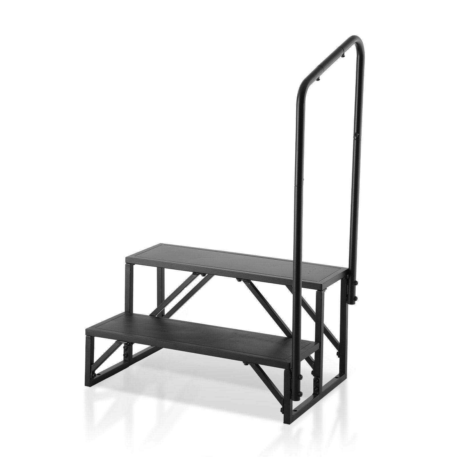 VEVOR RV Steps, 2-Step RV Stairs, 440 LBS Load Capacity, Thickened Carbon Steel, With Handrail, Non-Slip Steps for Safe Entry and Exit, Suit for RV, Trailer, Camper Steps 