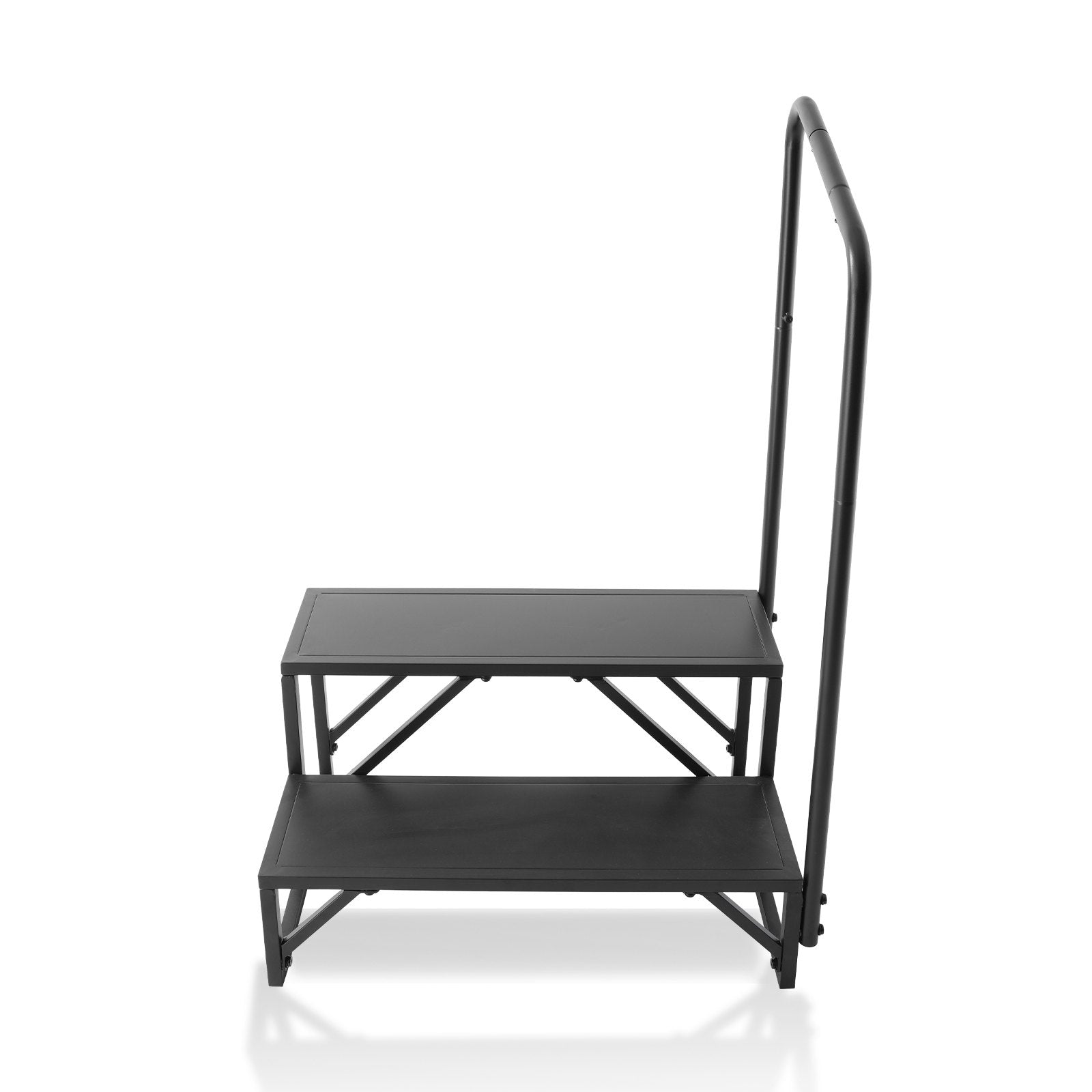 VEVOR RV Steps, 2-Step RV Stairs, 440 LBS Load Capacity, Thickened Carbon Steel, With Handrail, Non-Slip Steps for Safe Entry and Exit, Suit for RV, Trailer, Camper Steps 