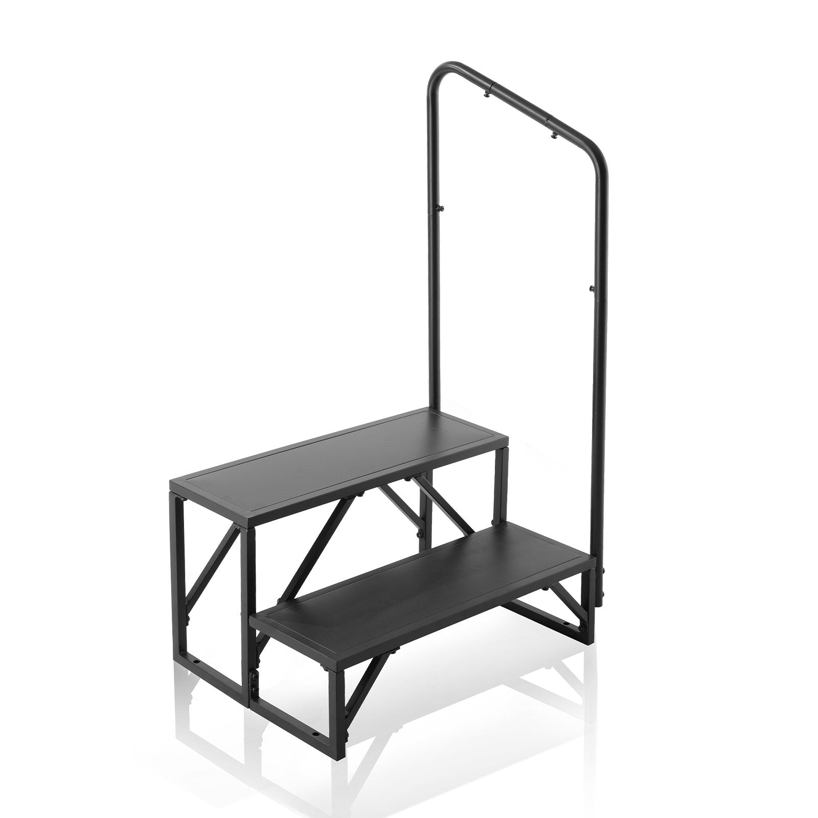 VEVOR RV Steps, 2-Step RV Stairs, 440 LBS Load Capacity, Thickened Carbon Steel, With Handrail, Non-Slip Steps for Safe Entry and Exit, Suit for RV, Trailer, Camper Steps 
