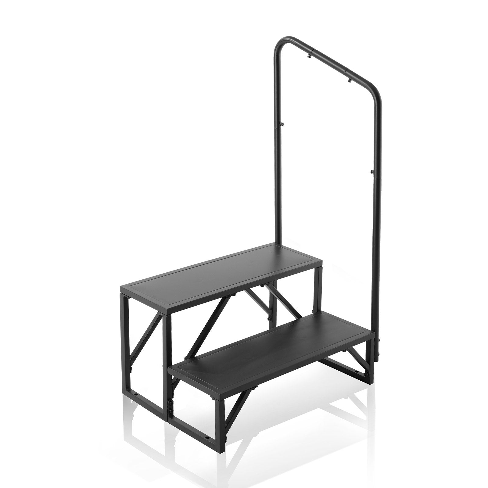 VEVOR RV Steps, 2-Step RV Stairs, 440 LBS Load Capacity, Thickened Carbon Steel, With Handrail, Non-Slip Steps for Safe Entry and Exit, Suit for RV, Trailer, Camper Steps 