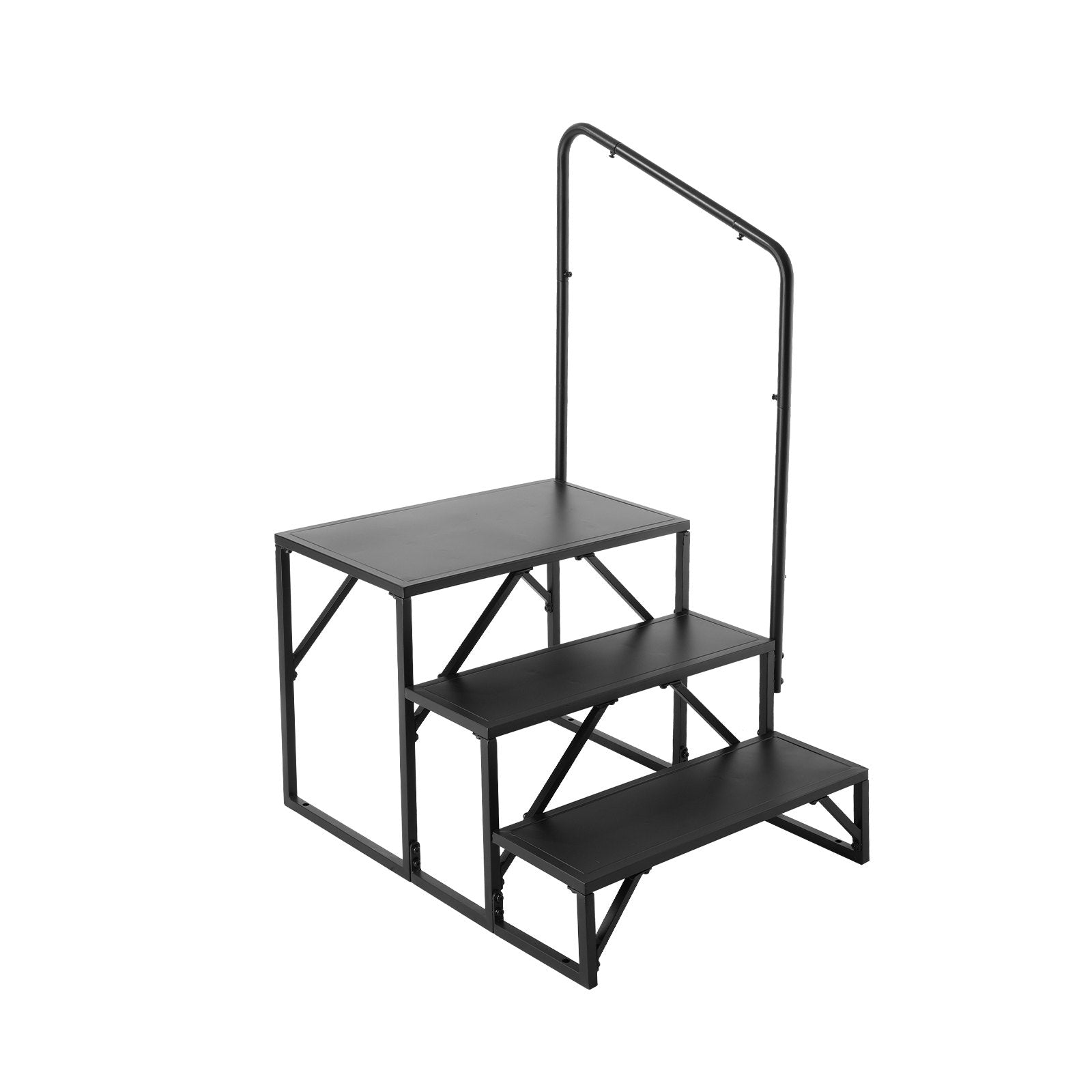 VEVOR RV Steps, 3-Step RV Stairs, 440 LBS Load Capacity, Thickened Carbon Steel, With Handrail, Non-Slip Steps for Safe Entry and Exit, Suit for RV, Trailer, Camper Steps 