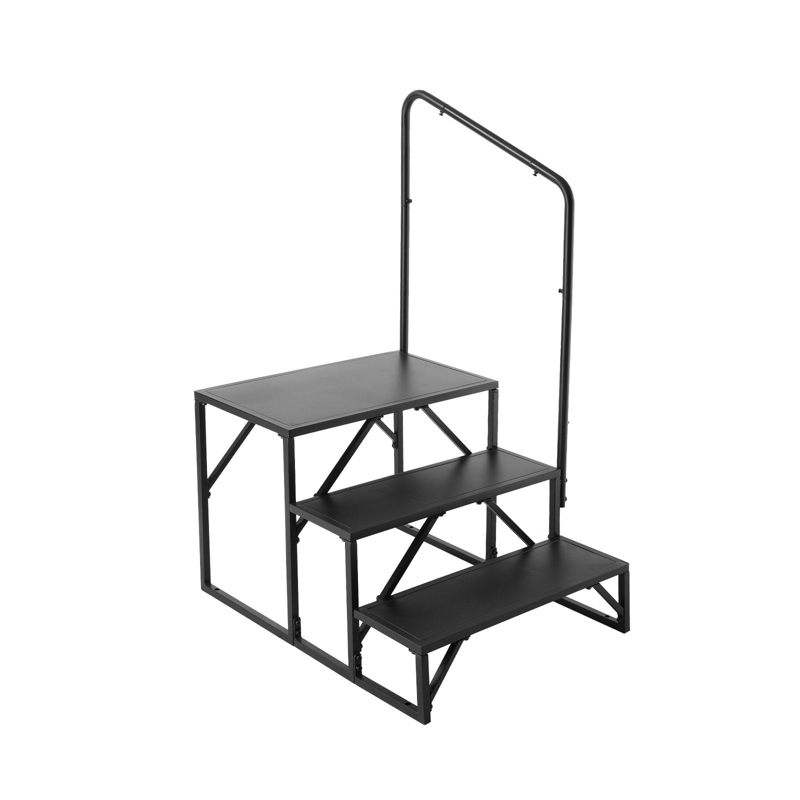 VEVOR RV Steps, 3-Step RV Stairs, 440 LBS Load Capacity, Thickened Carbon Steel, With Handrail, Non-Slip Steps for Safe Entry and Exit, Suit for RV, Trailer, Camper Steps 