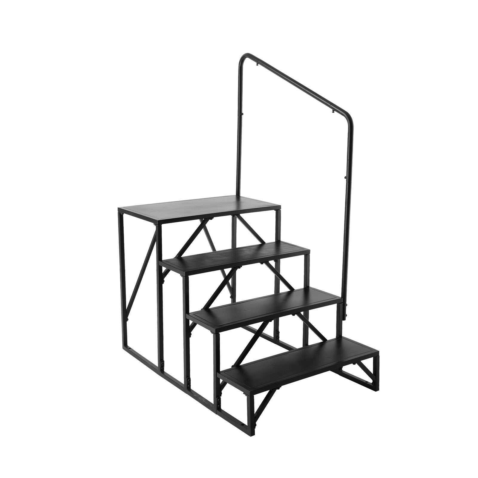 VEVOR RV Steps, 4-Step RV Stairs, 440 LBS Load Capacity, Thickened Carbon Steel, With Handrail, Non-Slip Steps for Safe Entry and Exit, Suit for RV, Trailer, Camper Steps 