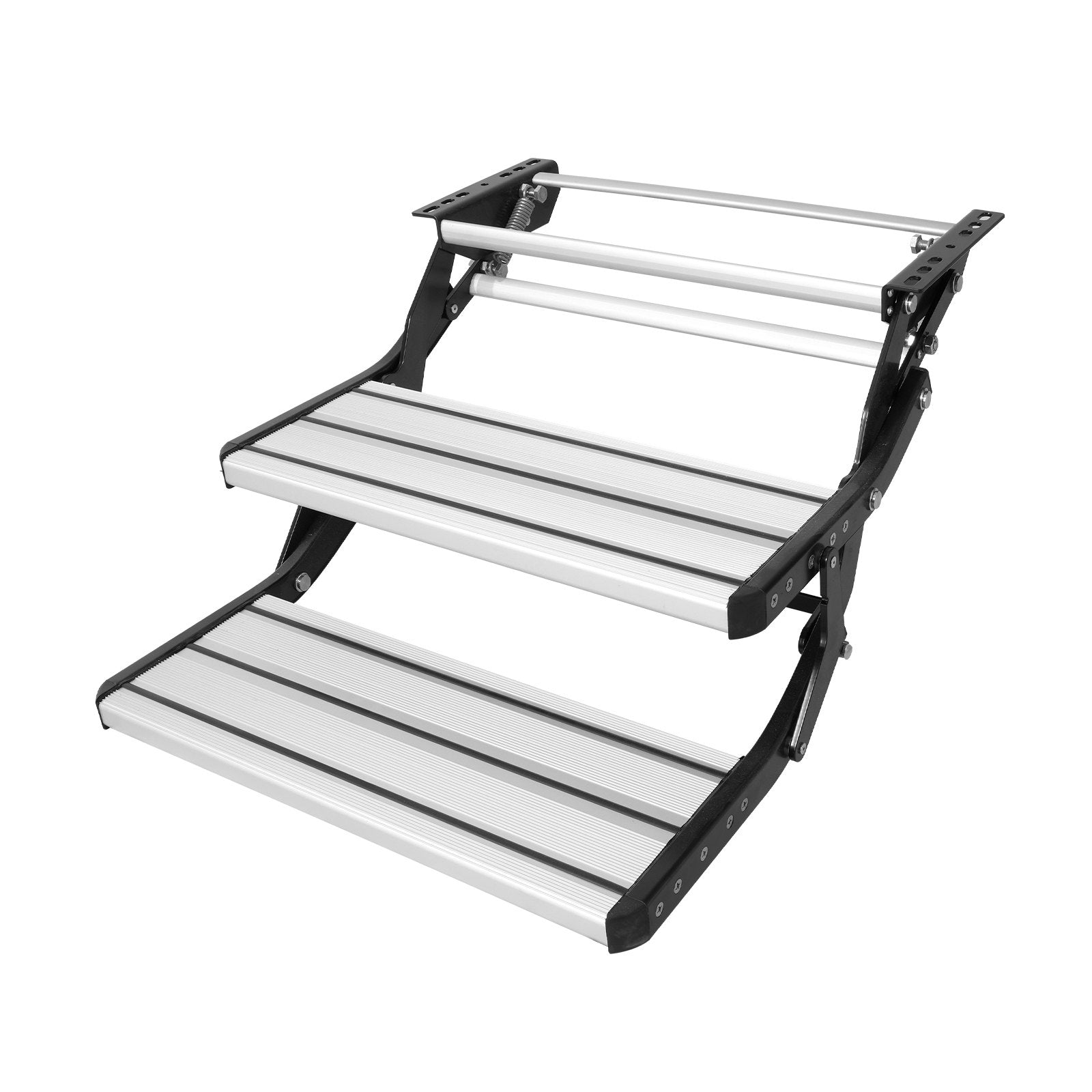 VEVOR RV Steps, 2-Step, Manual Retractable RV Stairs, Foldable, 440 LBS Load Capacity, Aluminum Alloy Steps, Thickened Steel Plate, Non-Slip Steps for Safe Entry and Exit, RV, Trailer, Camper Steps 