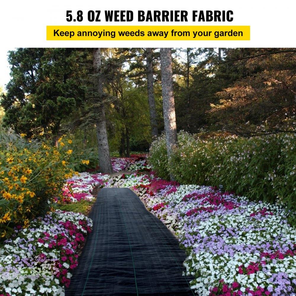 VEVOR Weed Barrier, 5.8oz Landscape Fabric, 4ft x 100ft Garden Ground Cover, Heavy Duty Woven Fabric w/ High Permeability, Superior Weed Control for Greenhouse, Garden, Pavers, Sidewalk, Flowerbed 