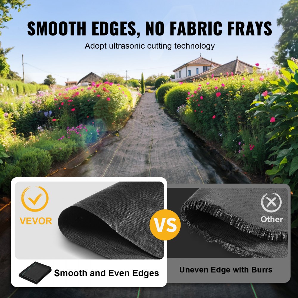 VEVOR Weed Barrier, 5.8oz Landscape Fabric, 4ft x 100ft Garden Ground Cover, Heavy Duty Woven Fabric w/ High Permeability, Superior Weed Control for Greenhouse, Garden, Pavers, Sidewalk, Flowerbed 