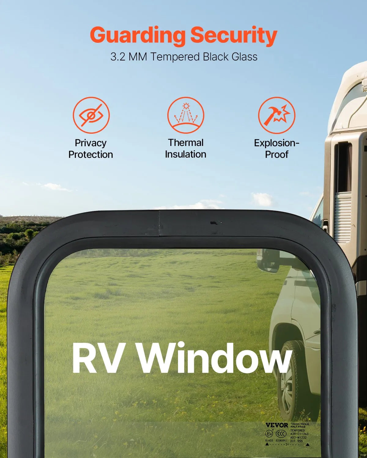 VEVOR Vertical RV Window 14"W x 22"H Tinted Sliding RV Window with Net Screen