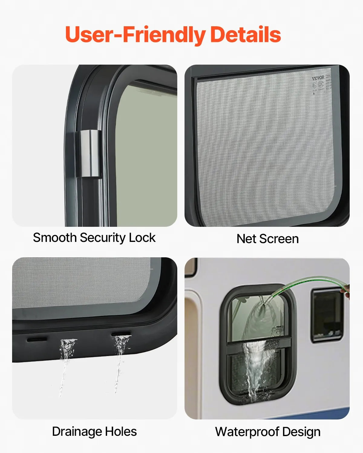 VEVOR Vertical RV Window 14"W x 22"H Tinted Sliding RV Window with Net Screen