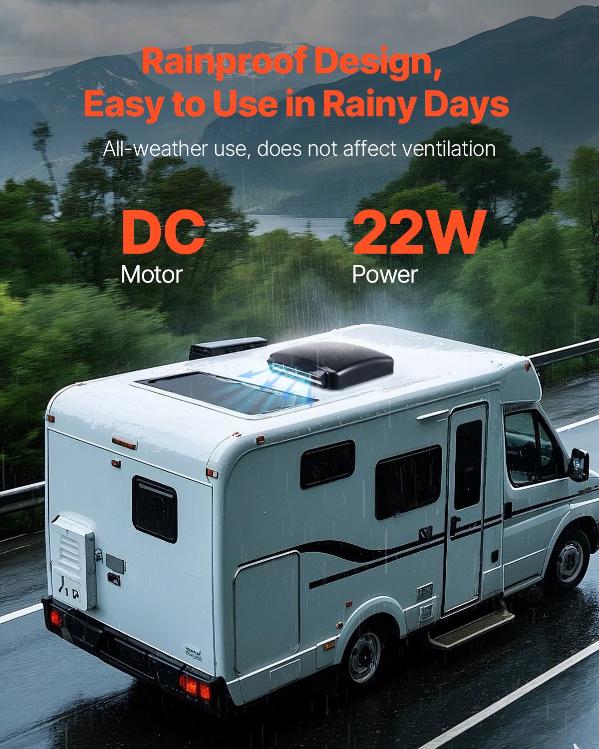 VEVOR RV Vent Roof Fan 14 inch Reversible with Rain Cover Power Top Lid 