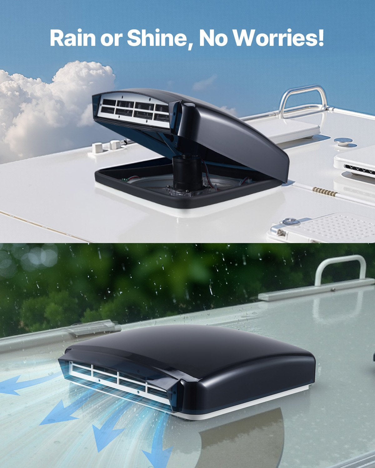 VEVOR RV Vent Roof Fan 14 inch Reversible with Rain Cover Power Top Lid 