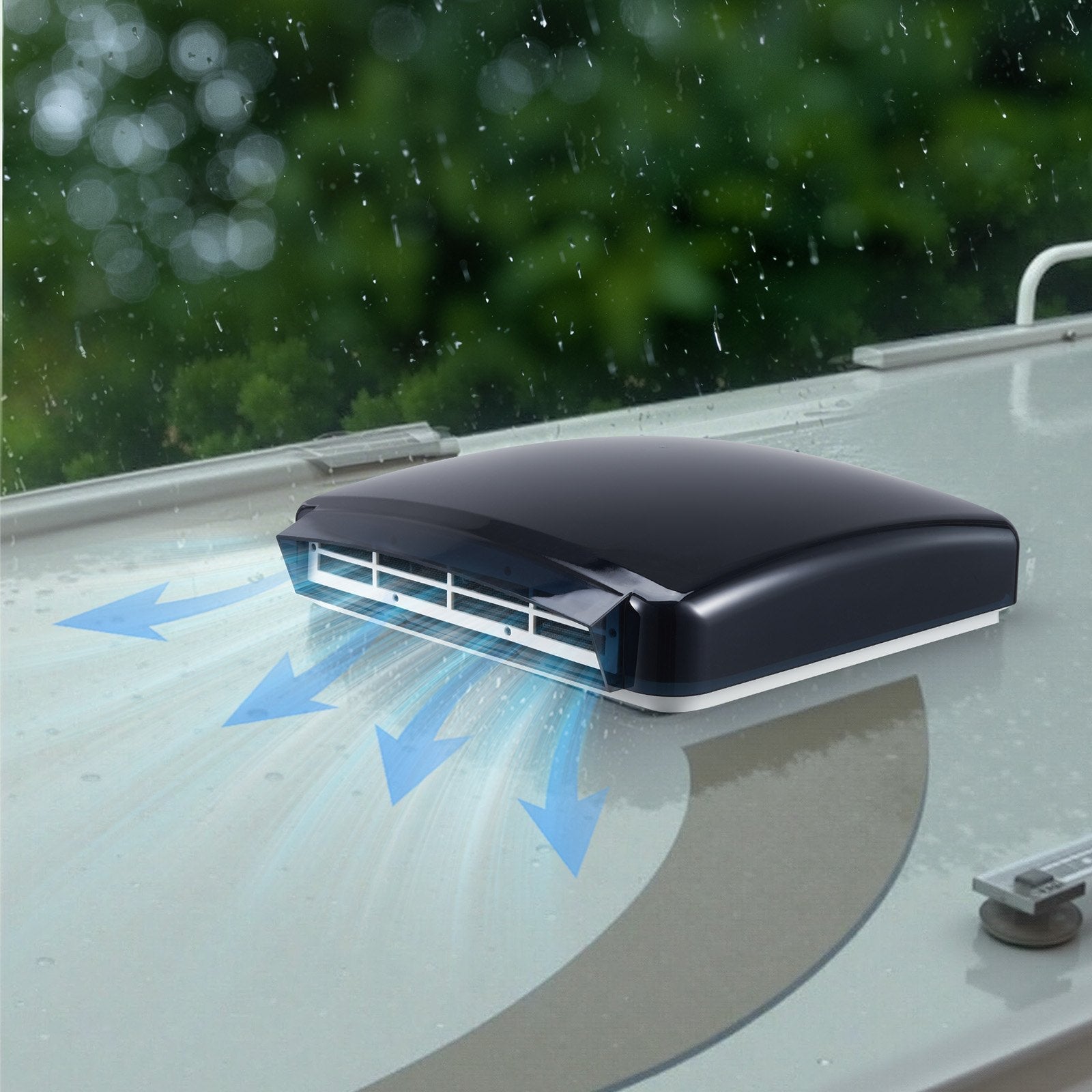 VEVOR RV Vent Roof Fan 14 inch Reversible with Rain Cover Power Top Lid 