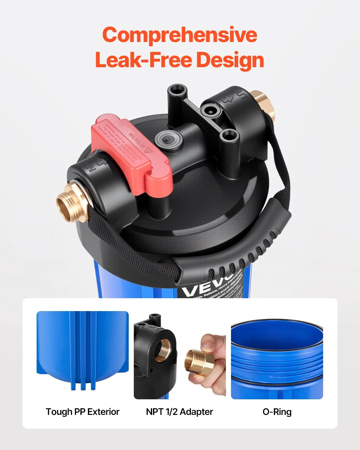 VEVOR RV Water Filter System with Replaceable Cartridge for Clean Water RV Boat