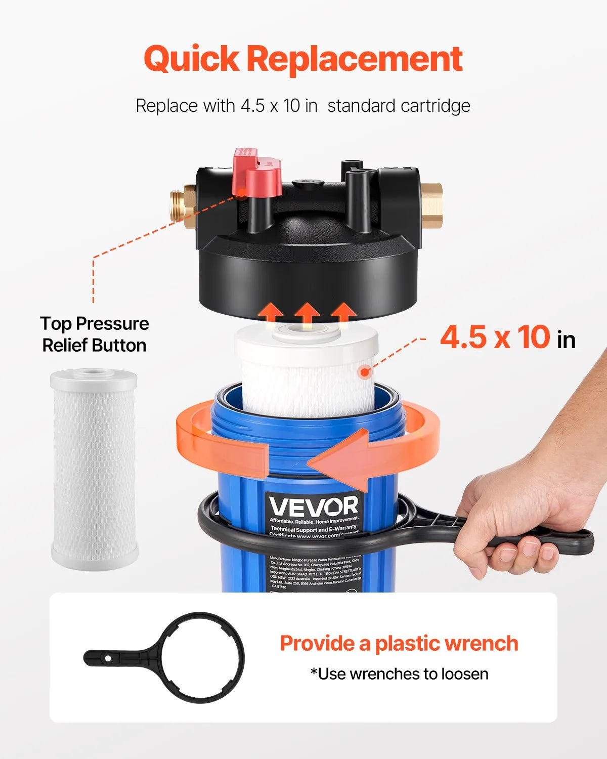 VEVOR RV Water Filter System with Replaceable Cartridge for Clean Water RV Boat