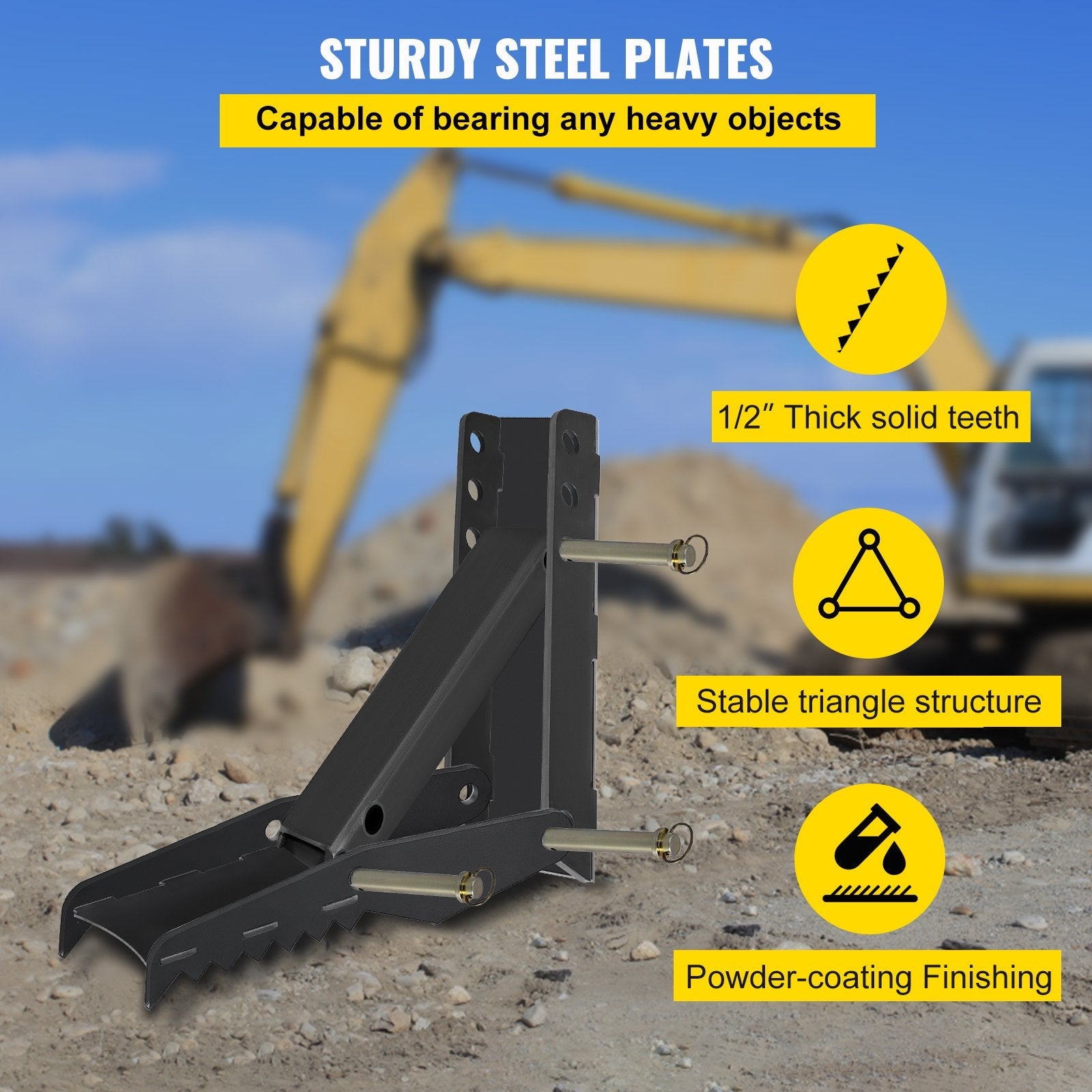 VEVOR Backhoe Excavator Thumb DIY Backhoe 24 inch Backhoe Excavator Thumb Attachments Weld 1/2 Inch Teeth Thick Steel Plate Assembly CNC Plasma Cut Bolt-On Design 