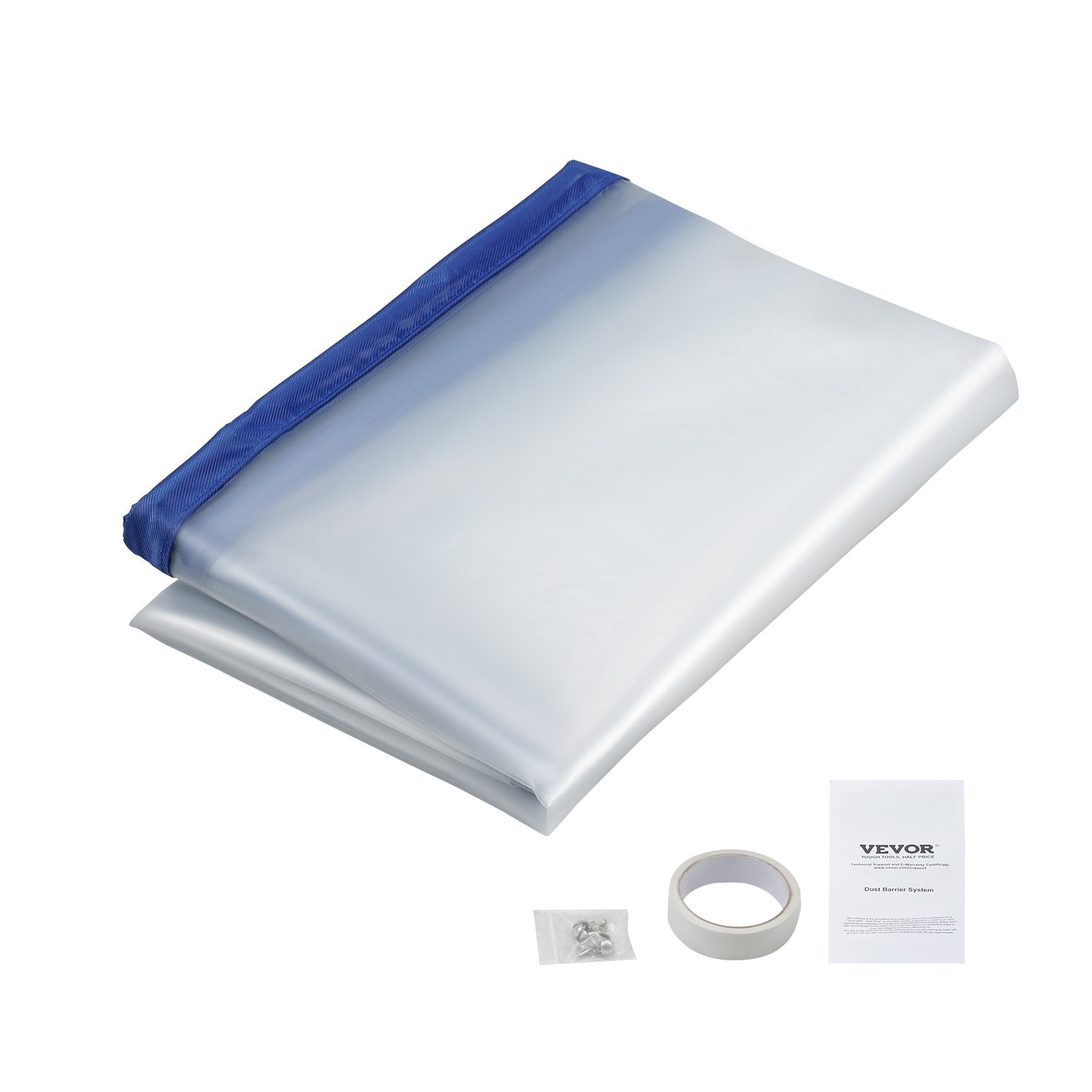 VEVOR Dust Barrier, 8.5 x 5 Ft Dust Barrier Door Kit, with Magnetic Self-Closing Zipper, PE Construction Door Cover for Dust Containment, Reusable Dust Protection Wall for Living Room Bathroom Remodel 