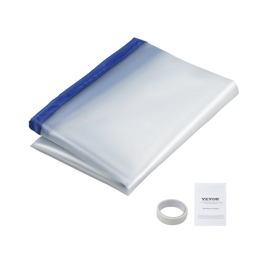 VEVOR Dust Barrier, 7.5 x 4 ft Dust Barrier Door Kit, with Magnetic Self-Closing Zipper, PE Construction Door Cover for Dust Containment, Reusable Dust Protection Wall for Living Room Bathroom Remodel 