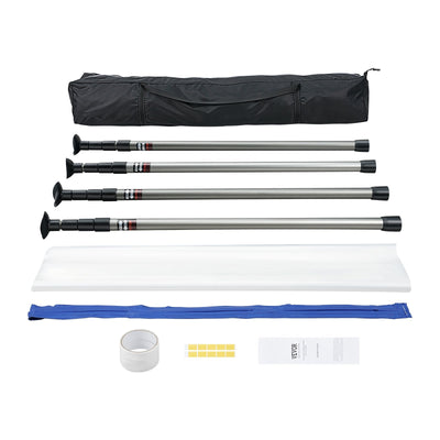 VEVOR Dust Barrier Poles, 12 Ft Barrier Poles, Dust Barrier System with 4 Telescoping Poles, Magnetic Zipper, Carry Bag and 32.8x13.12 Ft Plastic Film, for Interior Decoration, Painting 