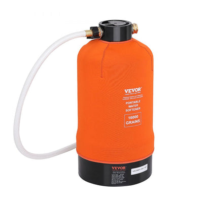 VEVOR RV Water Softener, 16,000 Grain Portable Water Softener, with 3/4" Brass Fittings and 42" Hose, Soften Hard Water Filter System for RVs, Trailers, Boats, Mobile Car Washing, Pressure Washing 