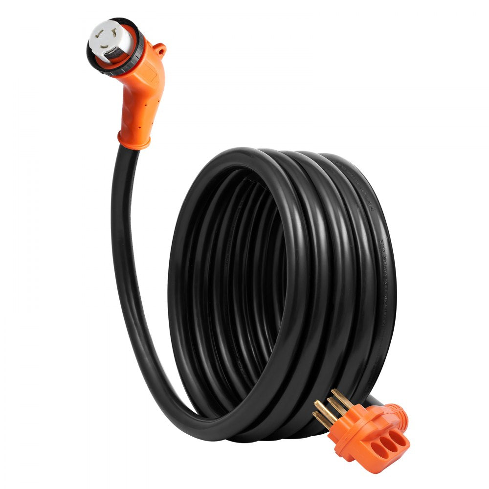 VEVOR 15 Feet RV Power Cord, 50 Amp, Heavy Duty STW 6/3 + 8/1 Generator Cord, NEMA 14-50P Male NEMA SS2-50R Female Plug, with LED Indicator Handle 15A Adapter, for RVs, generators, campers, ETL Listed 