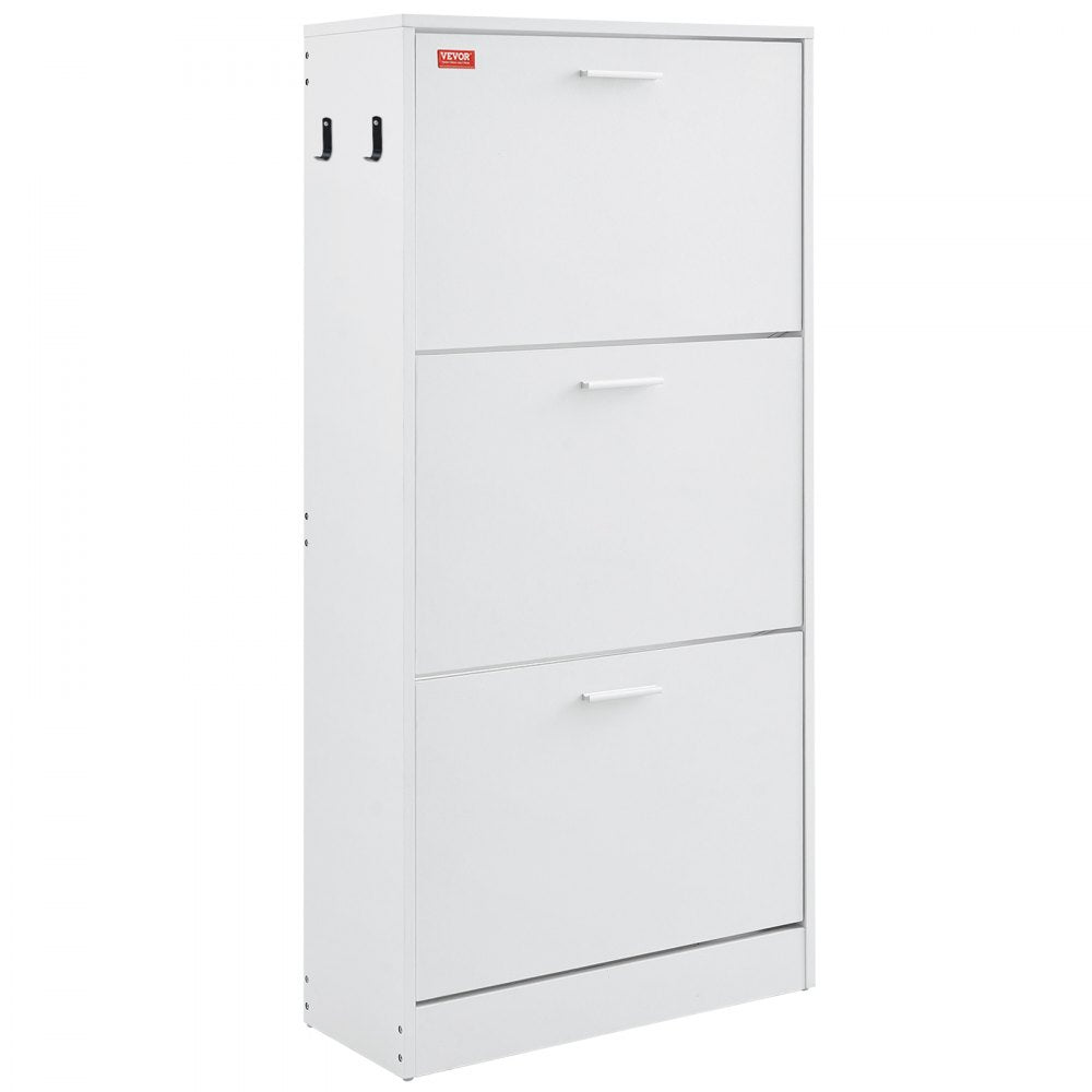 VEVOR Shoe Cabinet with 3 Flip Drawers, Shoe Storage Cabinet for Entryway, Free Standing Shoe Storage Organizer with Side Hooks for Heels, Boots, Slippers in Hallway, Living Room 
