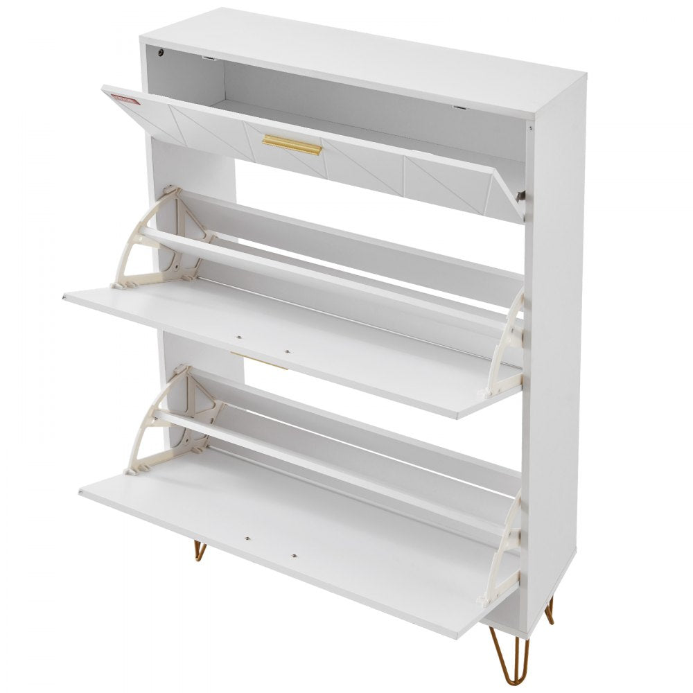 VEVOR Shoe Cabinet with 3 Flip Drawers, Shoe Storage Cabinet for Entryway, Free Standing Shoe Storage Organizer for Heels, Boots, Slippers in Hallway, Living Room 