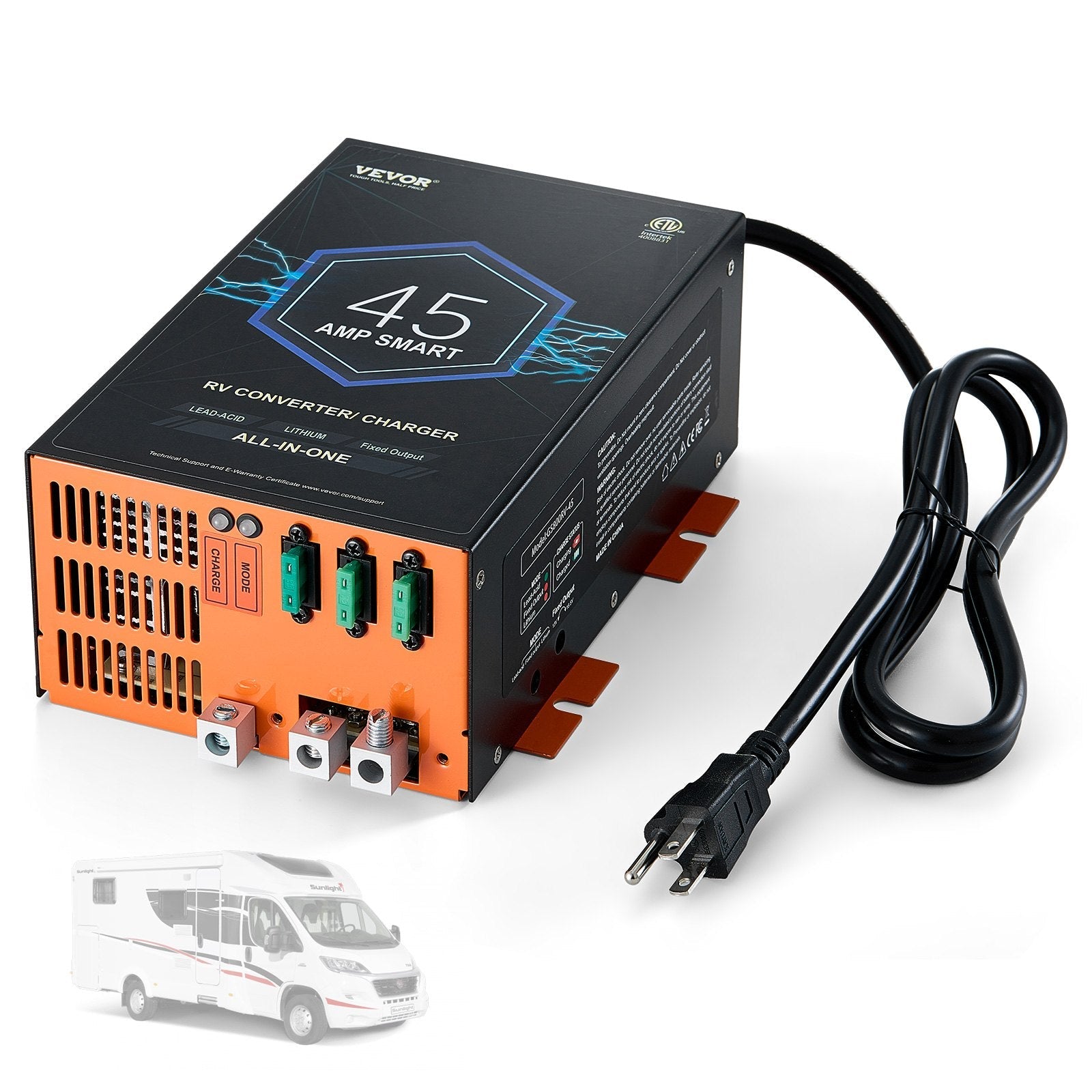 VEVOR RV Converter 45 Amp 110V AC to 12V DC RV Power Converter Battery Charger 