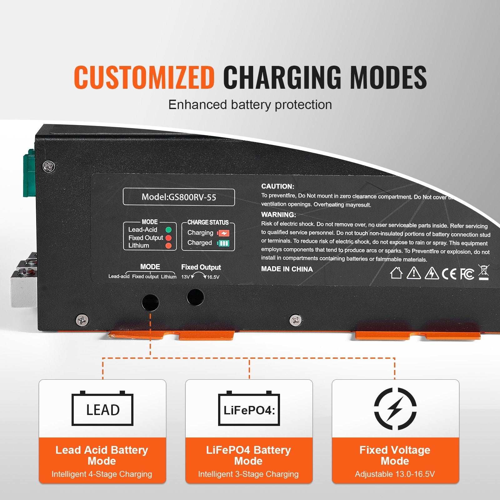 VEVOR RV Converter 55 Amp 110V AC to 12V DC RV Power Converter Battery Charger 