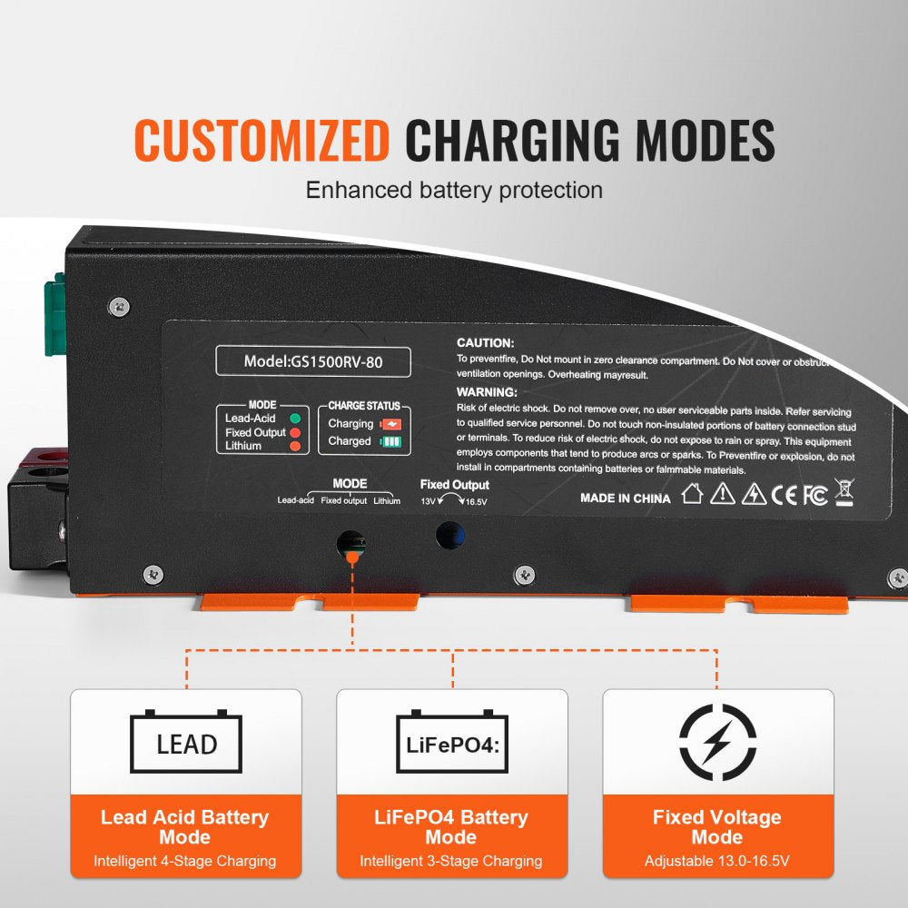 VEVOR RV Converter 80 Amp 110V AC to 12V DC RV Power Converter Battery Charger 