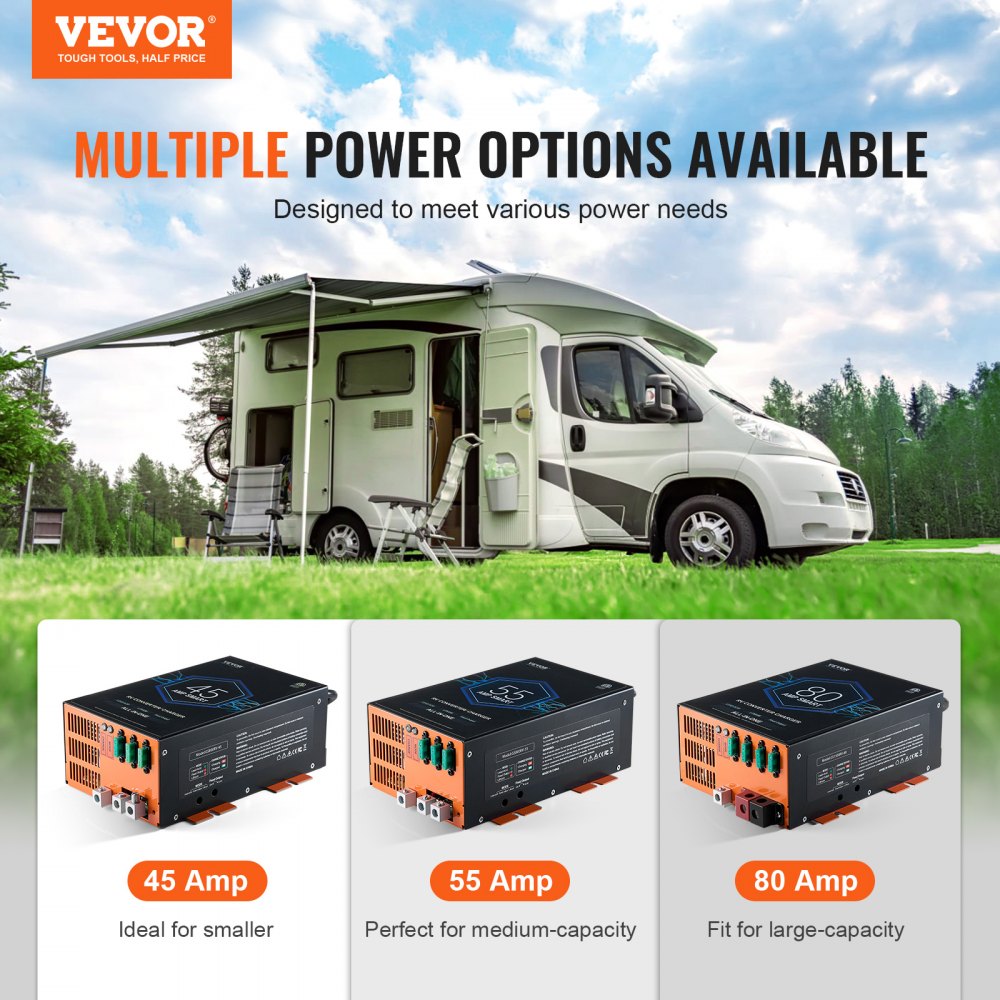 VEVOR RV Converter 80 Amp 110V AC to 12V DC RV Power Converter Battery Charger 