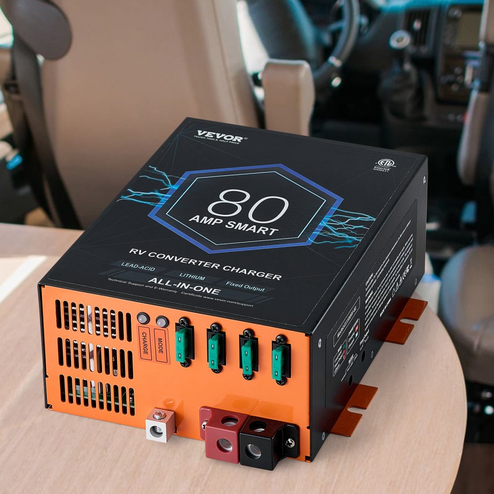 VEVOR RV Converter 80 Amp 110V AC to 12V DC RV Power Converter Battery Charger 