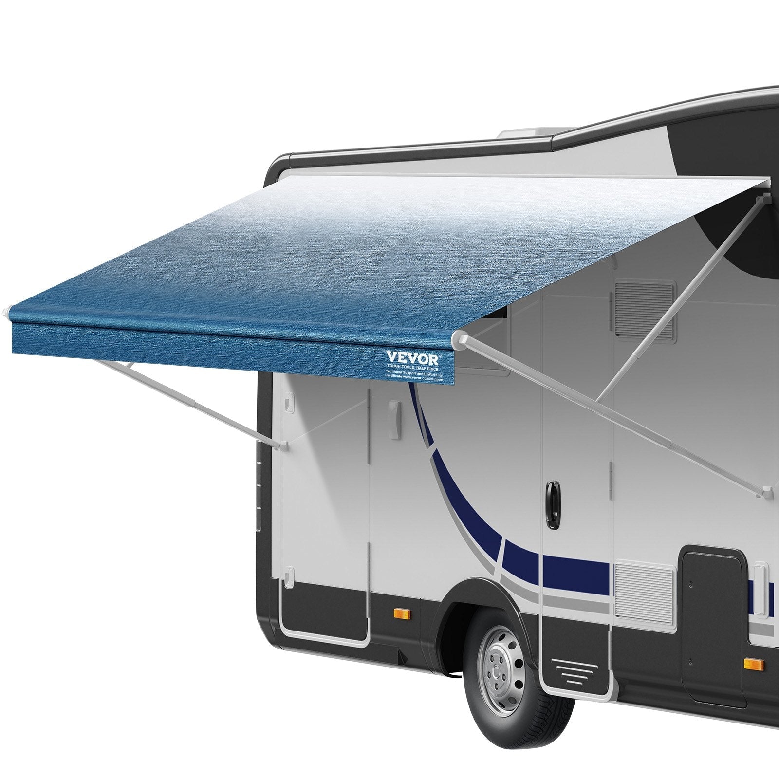 VEVOR RV Awning Fabric Replacement, 14'2" Fabric Length for 15' Awning, Heavy Duty 3-Ply 16oz PVC Camper Awning Fabric, Waterproof & UV Protection Outdoor Canopy for RV, Trailer, Motorhome, Blue Fade 