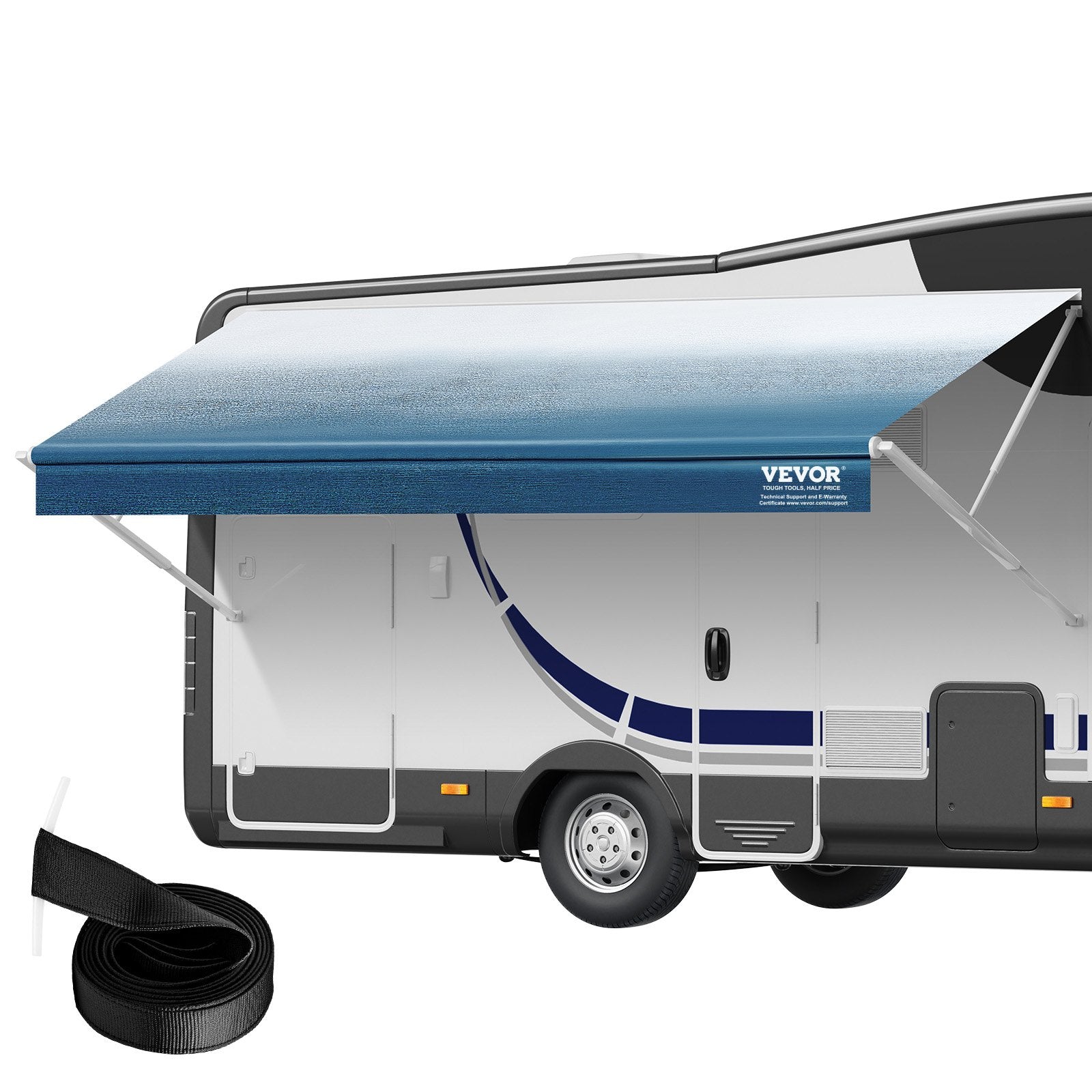 VEVOR RV Awning Fabric Replacement, 20'2" Fabric Length for 21' Awning, Heavy Duty 3-Ply 16oz PVC Camper Awning Fabric, Waterproof & UV Protection Outdoor Canopy for RV, Trailer, Motorhome, Blue Fade 