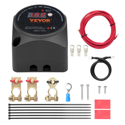 VEVOR Dual Battery Isolator Kit, 12V 140Amp, Manual and Auto Modes VSR Voltage Sensitive Relay with LCD Screen, Smart Battery Isolator for ATV UTV RV Camper Off-Road Vehicle Caravan Truck Boat Yacht 