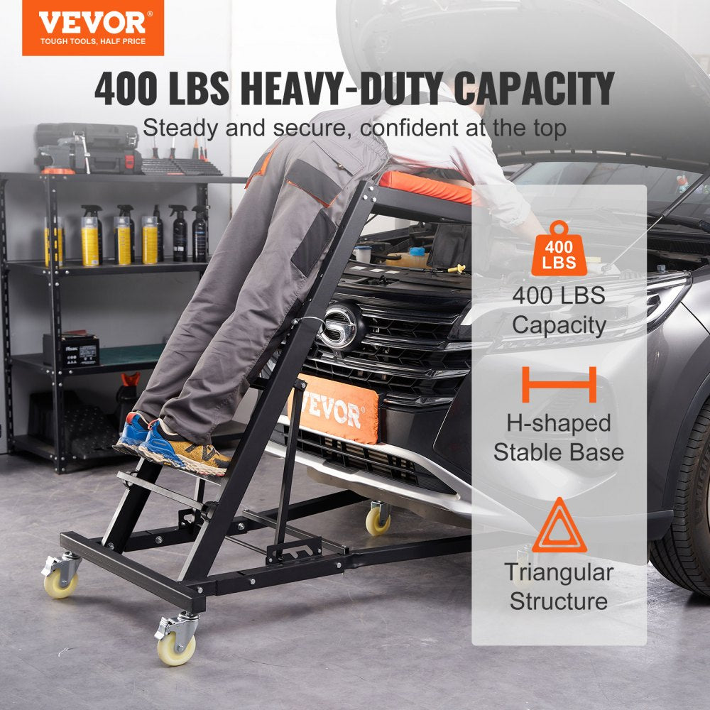 VEVOR Automotive Topside Creeper, with Adjustable Height 48" to 76", 400 LBS Capacity High Creeper, 4 Swivel Caster Wheels, Heavy Duty Foldable Creeper for Auto Repair and Maintenance 