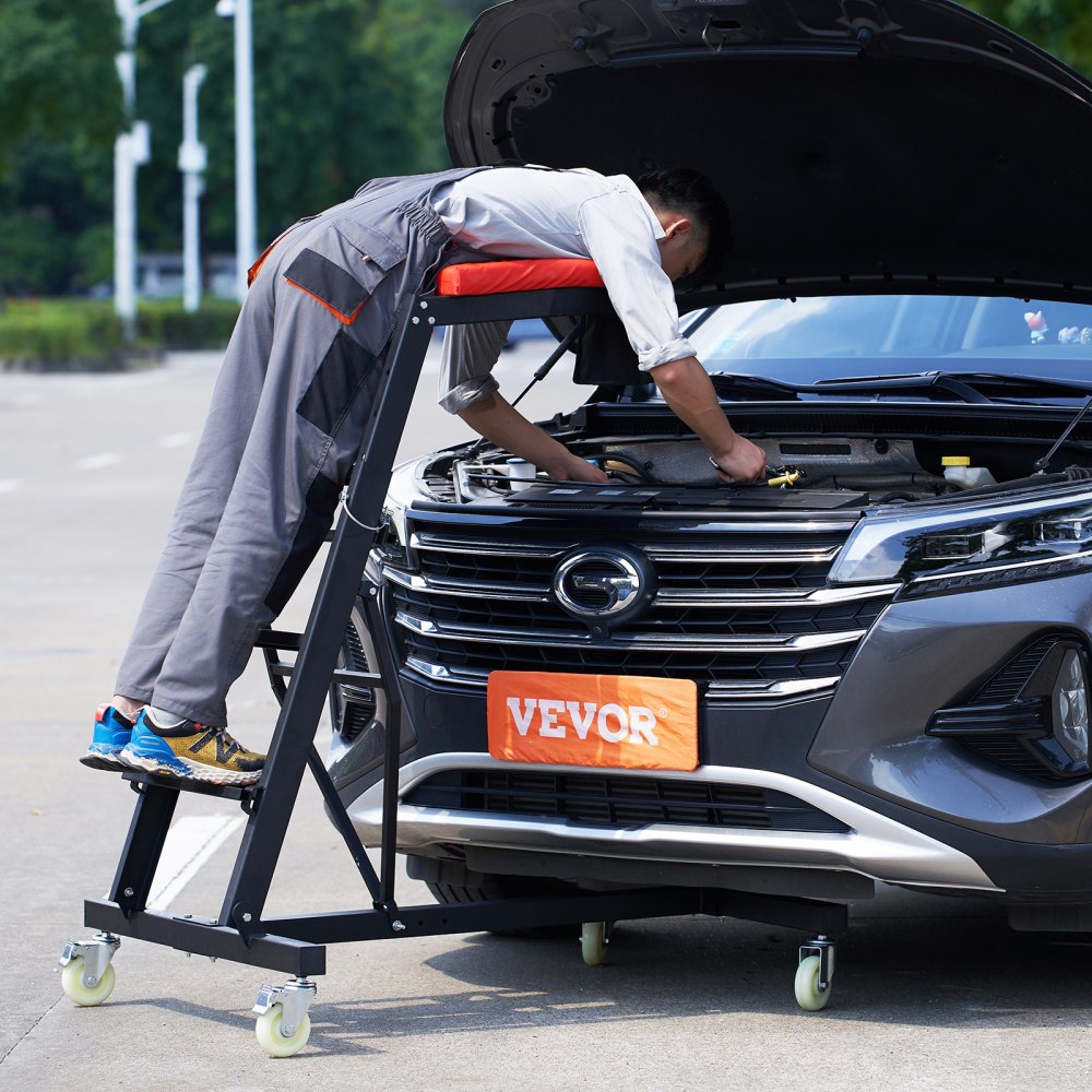 VEVOR Automotive Top Creeper, with Adjustable Height 49.6" to 75.6", 400 LBS Capacity High Creeper, 4 Swivel Caster Wheels, Heavy Duty Foldable Creeper for Auto Repair and Maintenance 