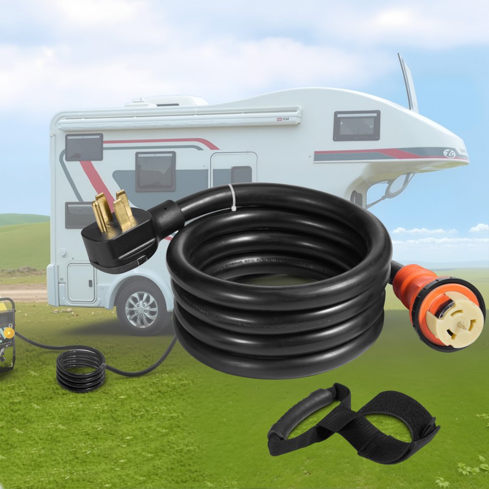 VEVOR Generator Cord, 15FT Generator Power Cord with Plug in & Out Pin of Inlet Box Side, 50AMP SS2-50R/CS6375 Style Inlets Cable, 12000W Extension Cord, 125/250V Power Tested to UL Standards 