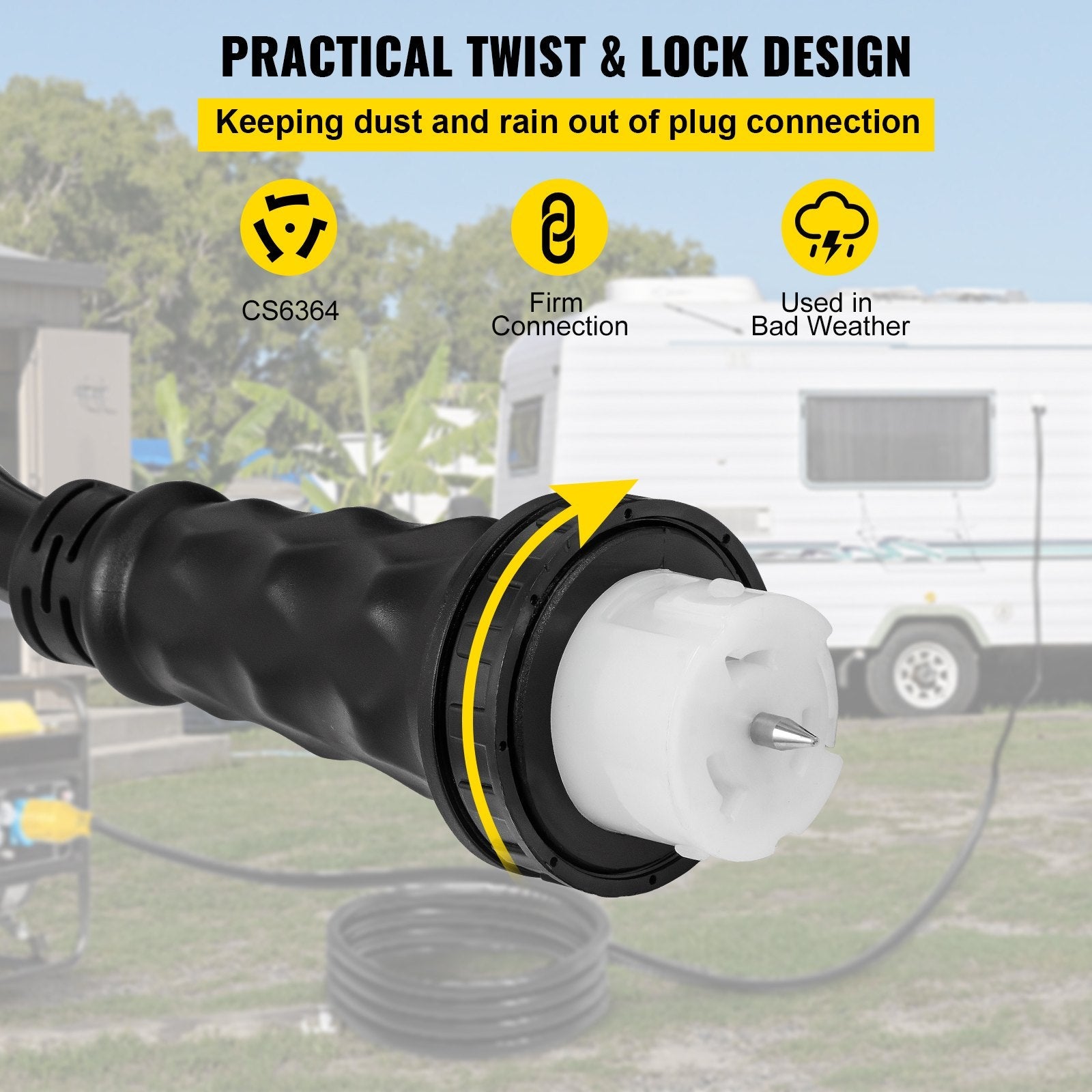 VEVOR 20FT Generator Power Cord 50A 125/250V 14-50P to CS6364 Locking Connector 
