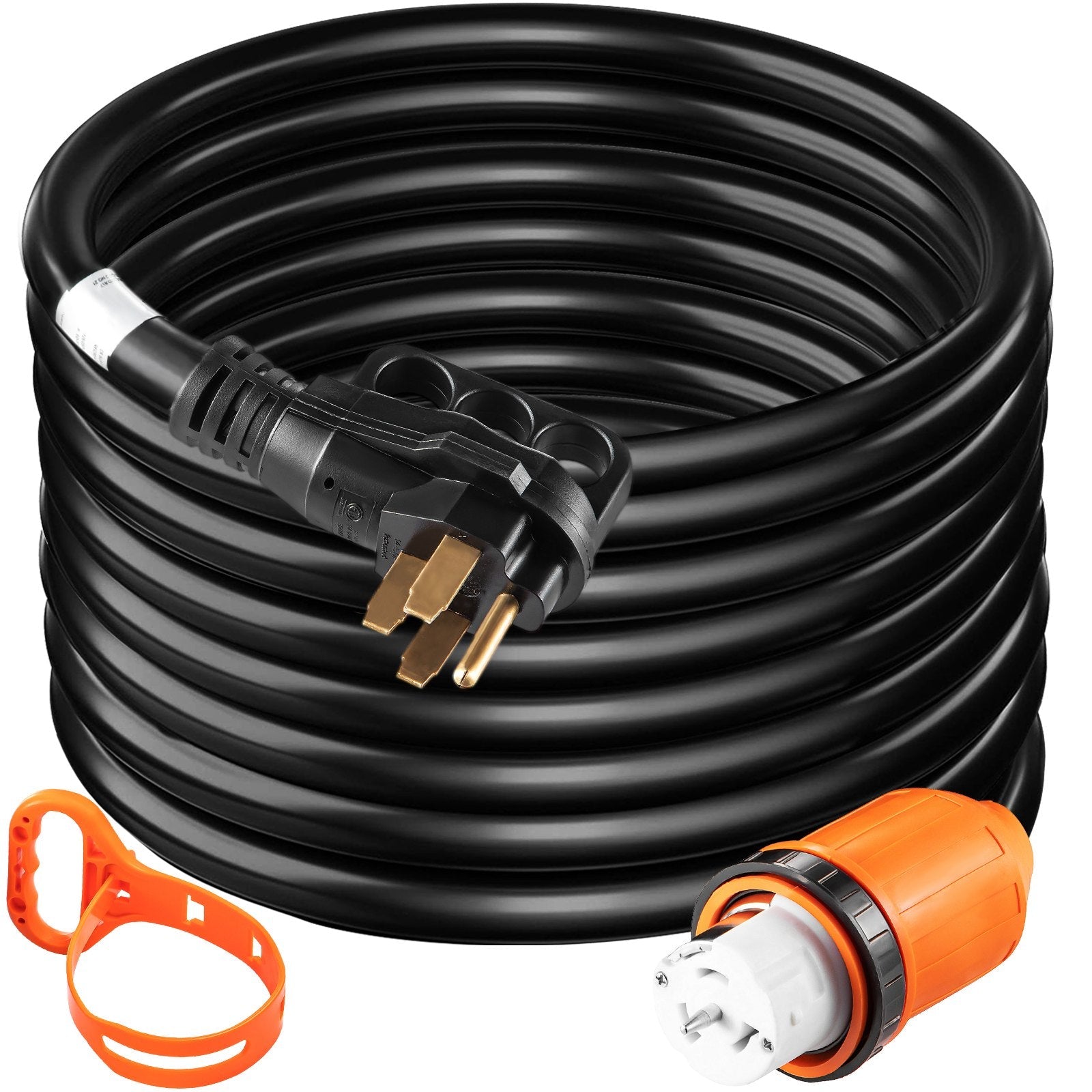 VEVOR Generator Cord, 30' Generator Power Cord with Plug in & Out Pin of Inlet Box Side, 50AMP SS2-50R/CS6375 Style Inlets Cable, 12000W Extension Cord, 125/250V Power Tested to UL Standards 