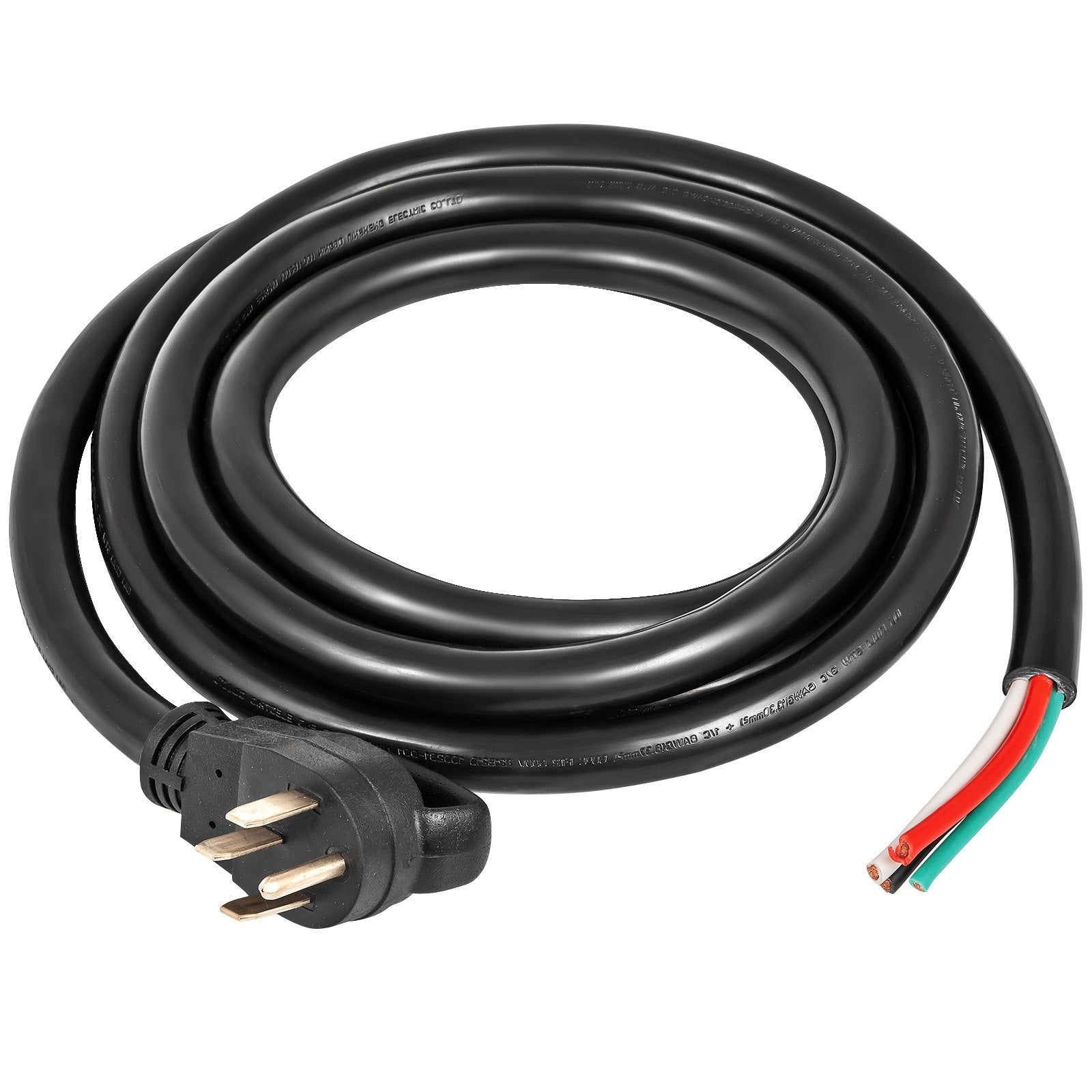 40' 50A RV Camp Power Cord Generator Cord 6/3 + 8/1 AWG NEMA 14-50P to Bare Wire 