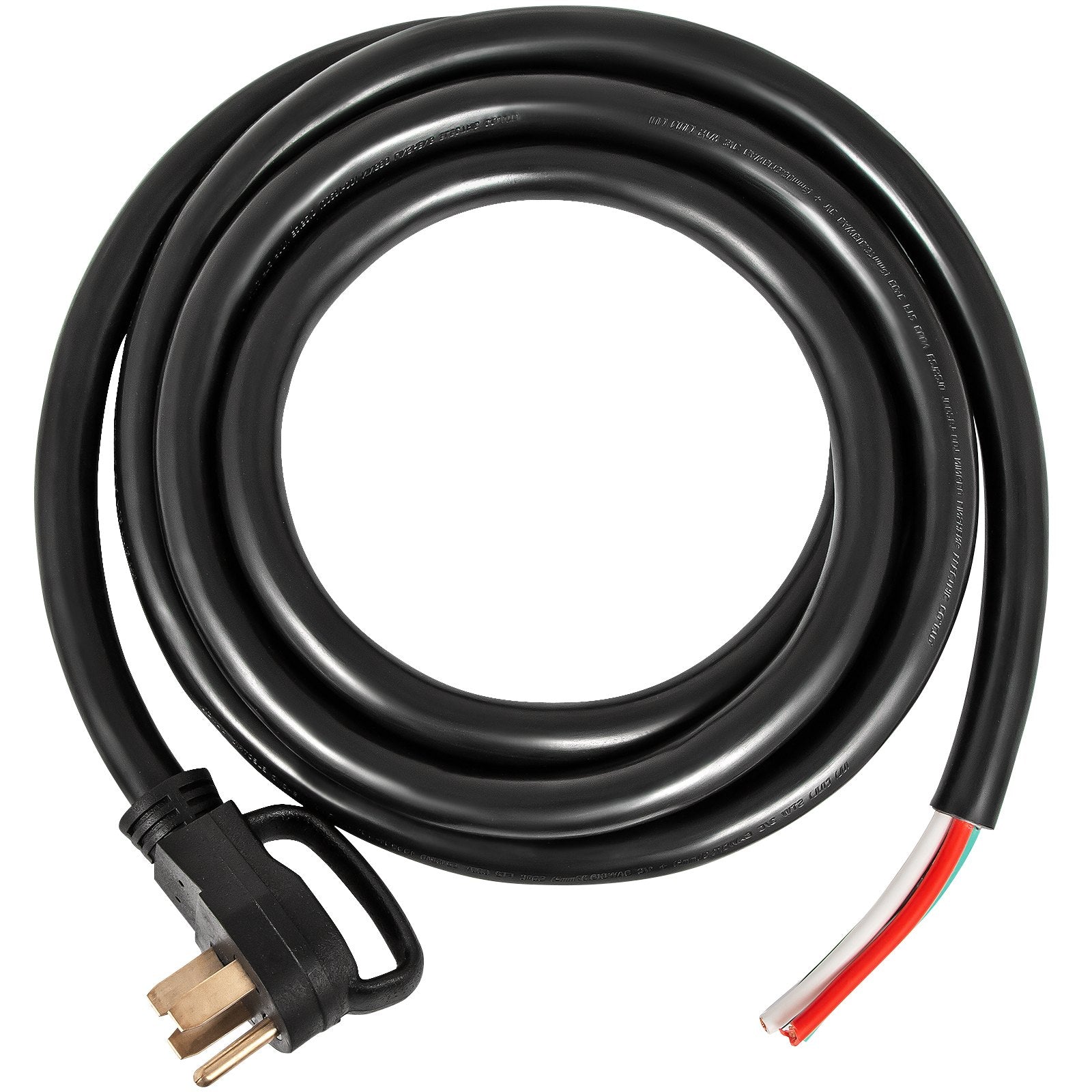 40' 50A RV Camp Power Cord Generator Cord 6/3 + 8/1 AWG NEMA 14-50P to Bare Wire 