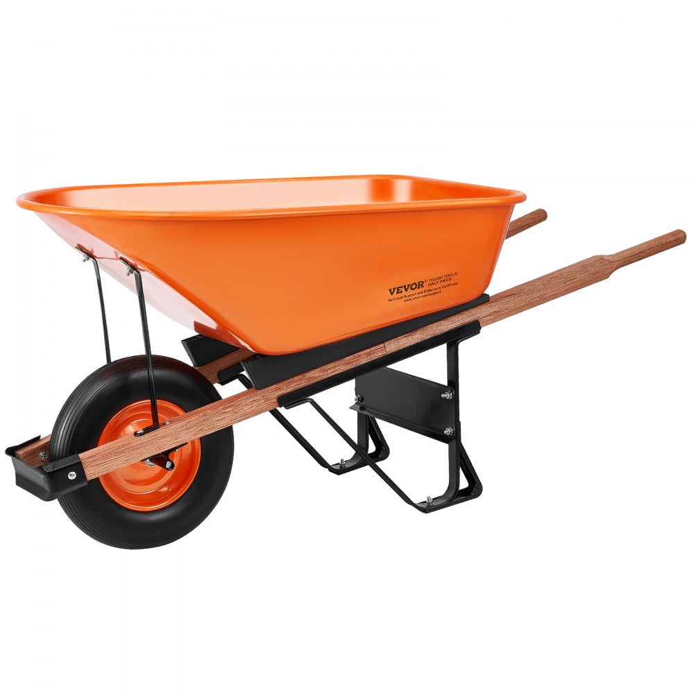 VEVOR Wheelbarrow Cart One Wheel 6 Cu Ft Garden Dump Cart 330 lbs Utility Cart 
