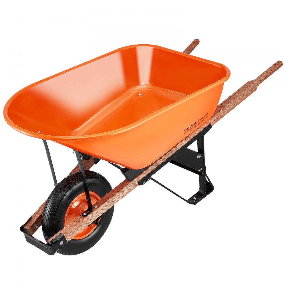 VEVOR Wheelbarrow Cart One Wheel 6 Cu Ft Garden Dump Cart 330 lbs Utility Cart 